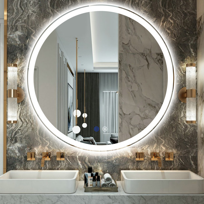 Orren Ellis Modern & Contemporary Lighted Fog Free Round Bathroom / Vanity Mirror & Reviews